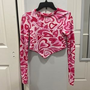 Heart Long Sleeve Crop Top
